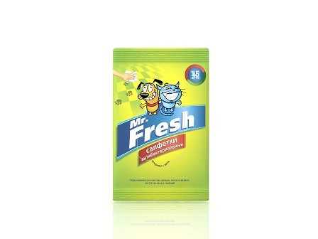 Mr. Fresh (М-р Фреш F304) Влажные салфетки д/собак и кошек (антибактериальные) 15 шт